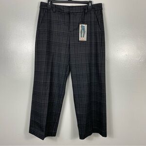 Liverpool Gray Plaid Trousers wide leg jersey knit ponte trousers